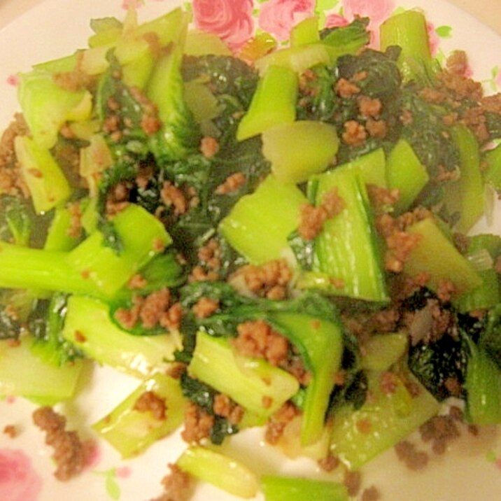 豚挽肉と小松菜の炒め